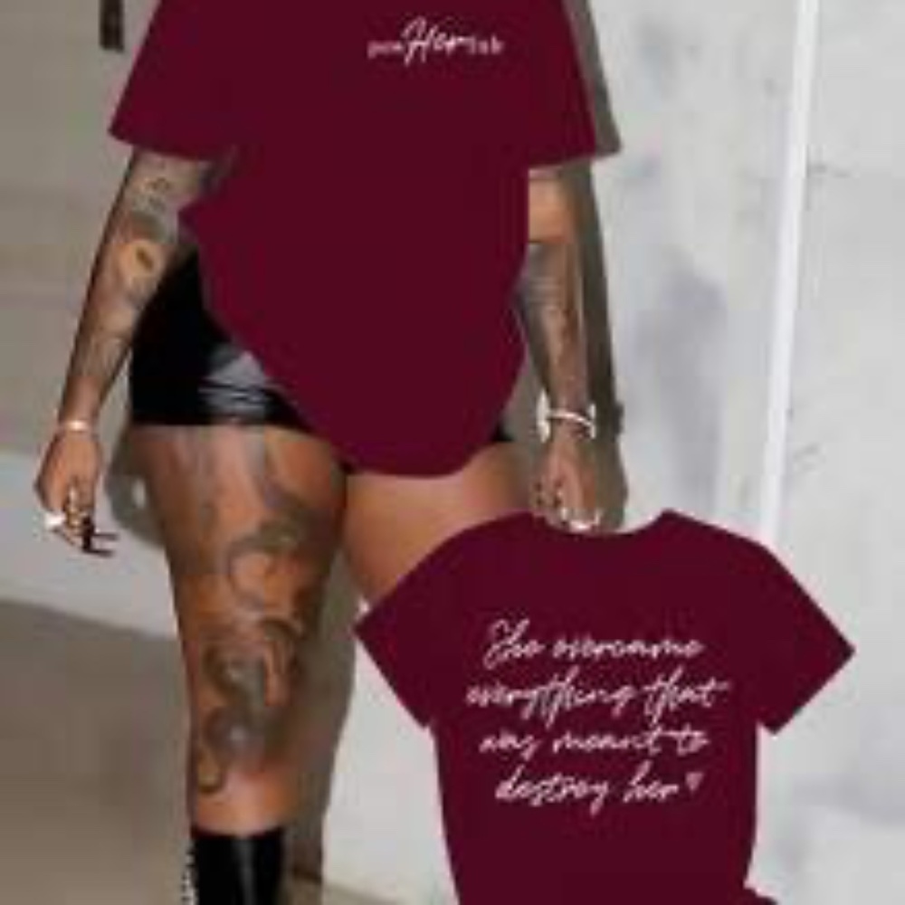 T-Shirt With English Letter Print For New Year Clothes Graphic Tees Women Tops